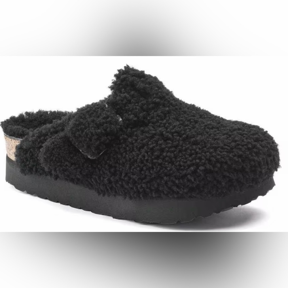 Birkenstock Boston Shearling Black Suede Clog Size 37 US 6 6.5 - Picture 12 of 15
